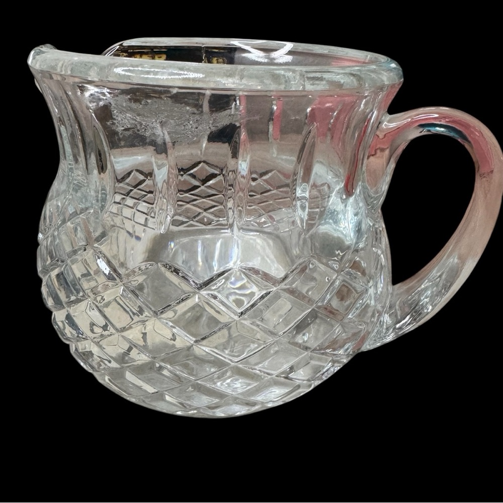Clear Cut Heavy Glass Mini Pitcher